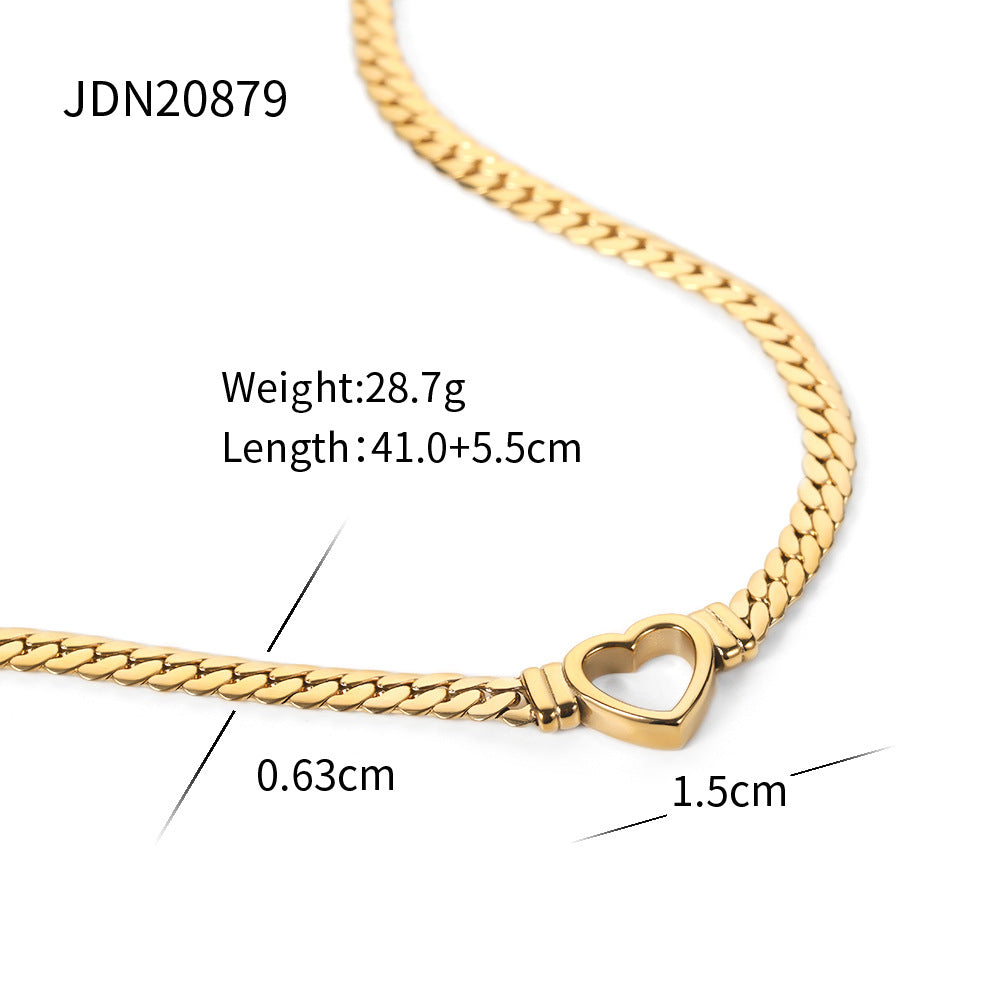 Gold Plated Geometric Stainless Steel Cuban Link Chain Necklace for Women
