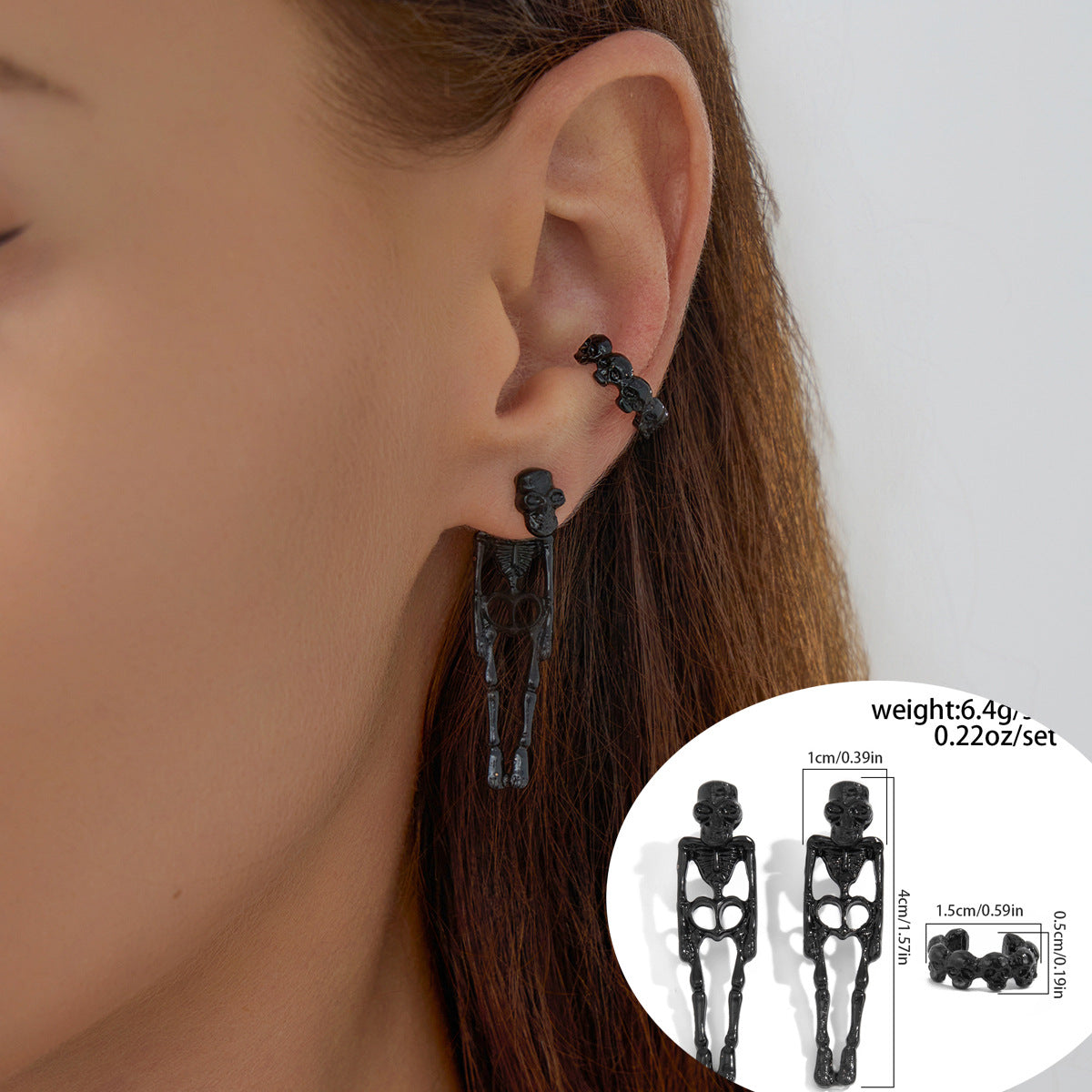 Gothic Alloy Plated Geometric Animal Skull Cross Spider Earrings for Women
