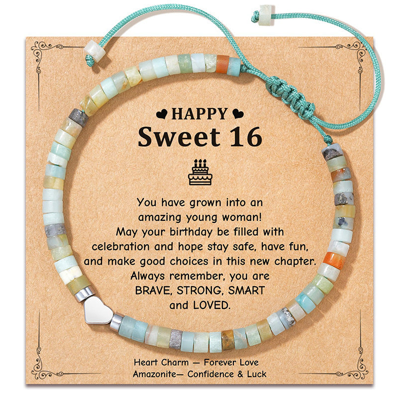 Vintage Amazonite Heart Bracelet for Women Elegant Handmade Adjustable Jewelry Gift