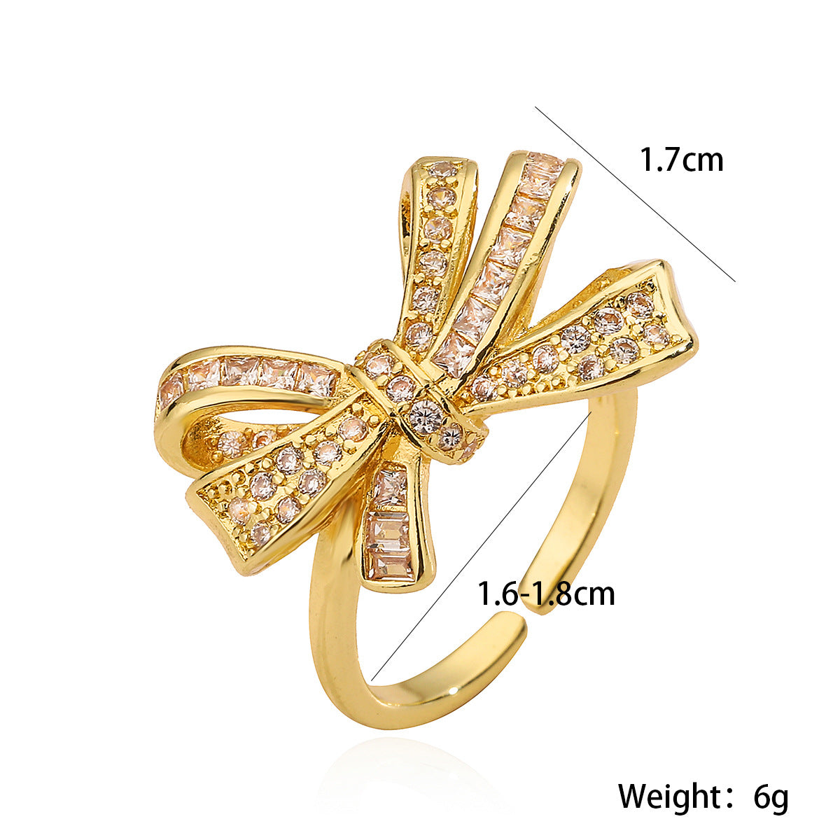 Minimalist Bowknot-Shaped Ring for Women Made of Copper with Micro-Pavé Zirconia Accents