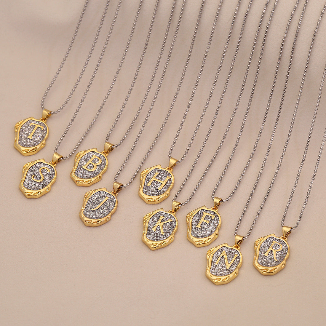 Retro Letter Pendant Necklace for Women in Brass with Minimalist Elegant Locket Style