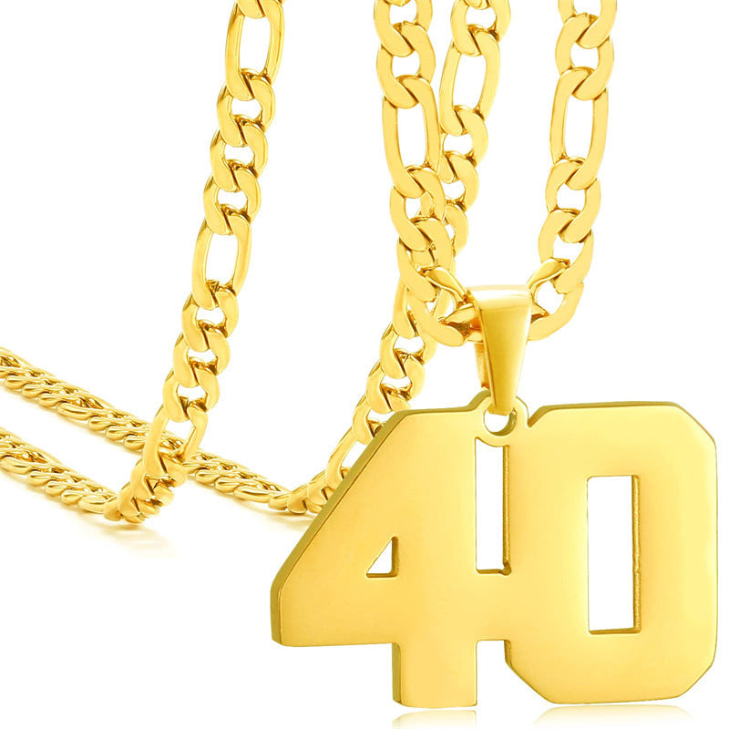 Minimalist Numeric Pendant Necklace for Men and Women Stainless Steel Chain with Polished Titanium Steel Charm