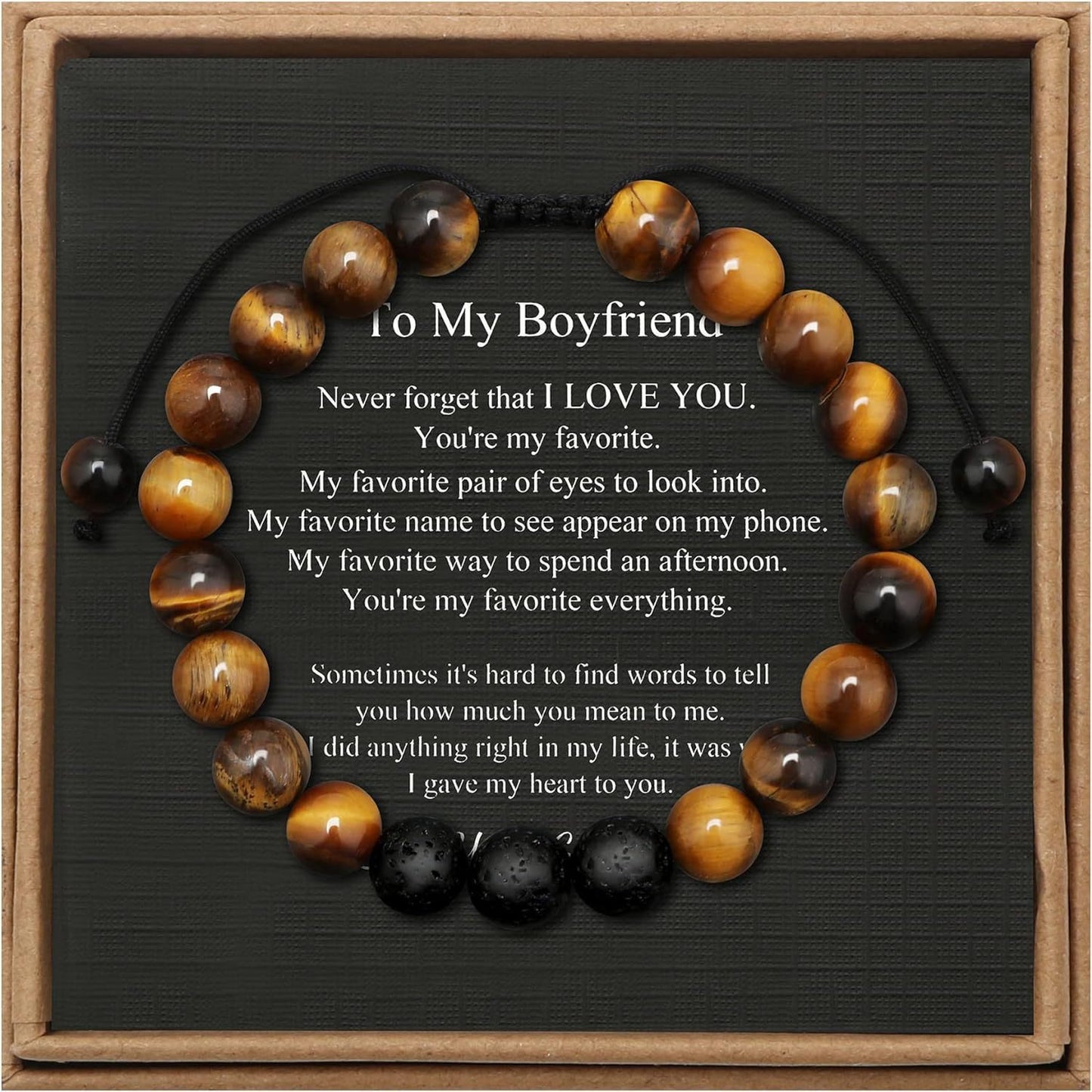 Men's Geometric Tiger's Eye Beaded Bracelet Adjustable Double Layer Handmade Gift