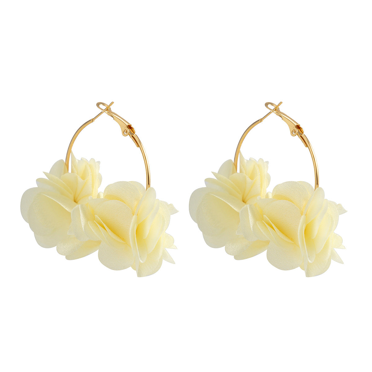 Rustic Floral Rose and Camellia Earrings with Colorful Tassel Embellishment in Metal with Plated Finish