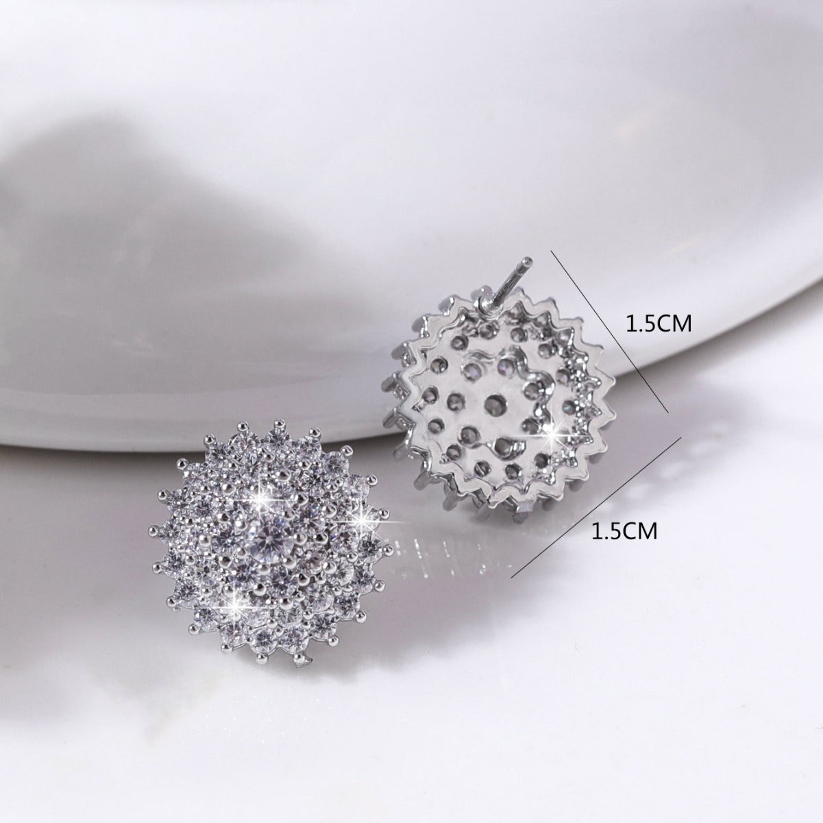 Orecchini a perno da donna floreali geometrici con strass, dolci e grintosi, in rame con perni in acciaio inossidabile