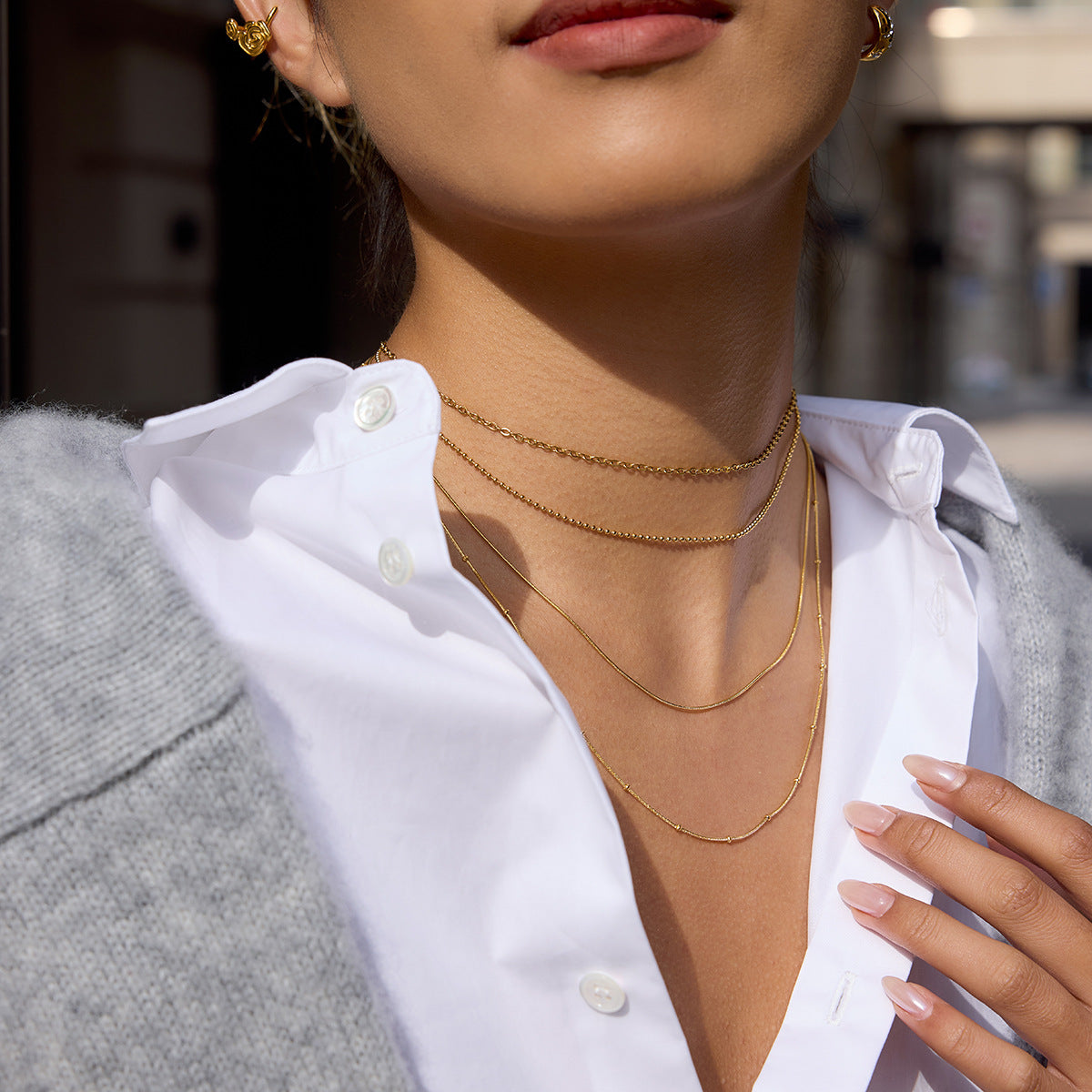 Minimalist U-Shaped Titanium Steel Pendant Necklace with 18K Real Gold PVD Vacuum Plating for Women