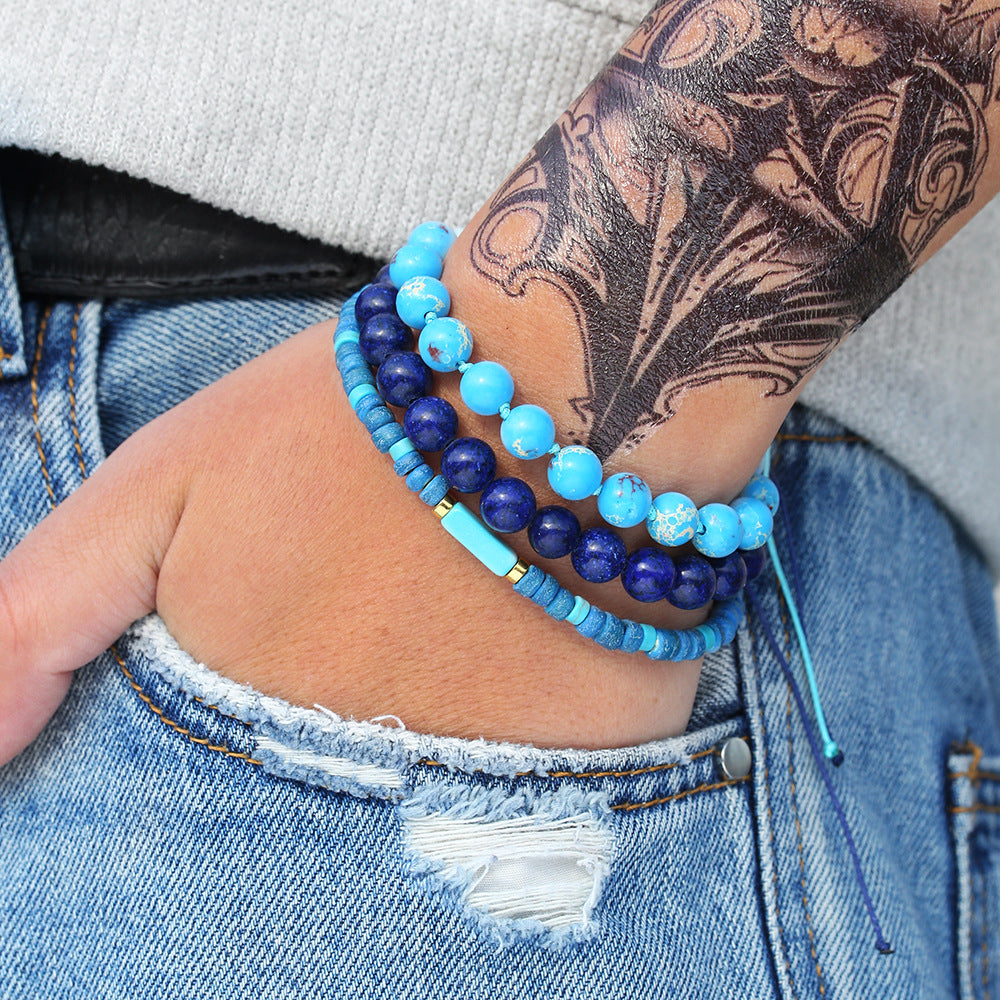 Bohemian Round Natural Stone Handmade Stretch Bracelet Unisex