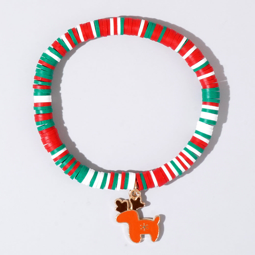 Sweet Handmade Resin Letter Geometric Beaded Bracelet Set Christmas Gift