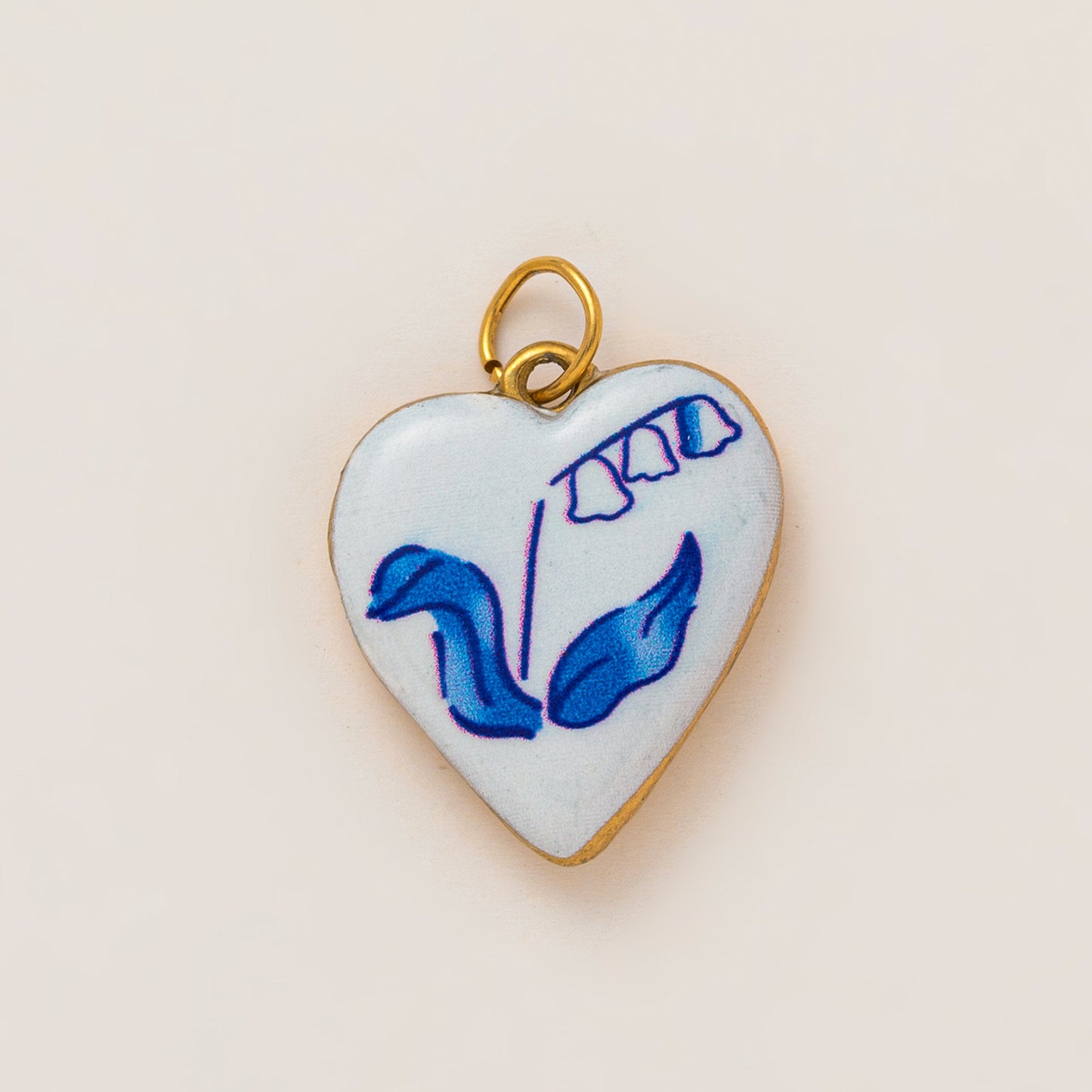 Vintage Heart Floral Stainless Steel PVD Gold Plated Pendant Charm Bar for Women