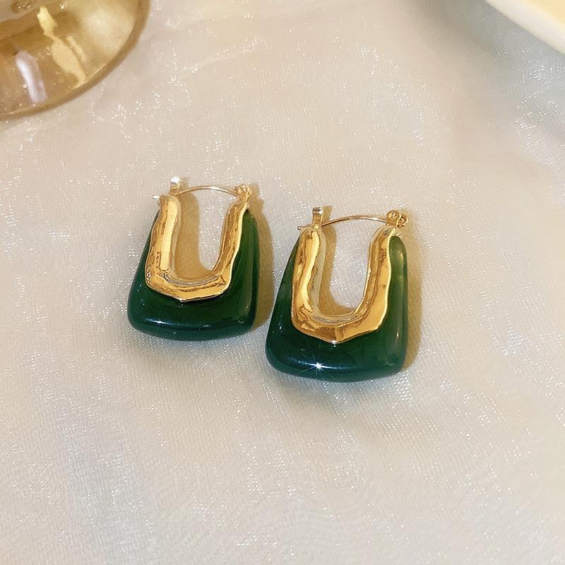 Orecchini a perno vintage in lega a forma di cuore con placcatura in oro per donna, retrò minimalista