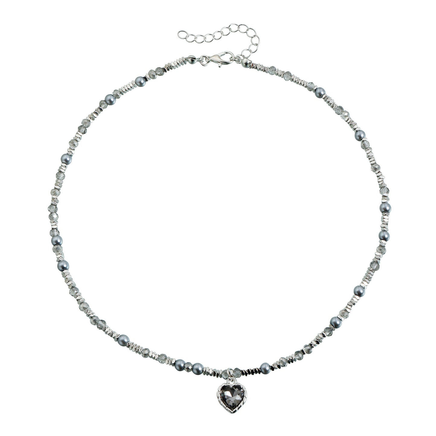 Sweet Streetwear Heart Geometric Rhinestone Plated Alloy Necklace for Women and Men