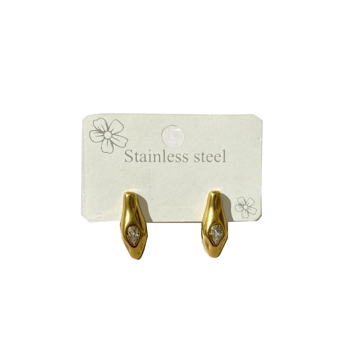 Sweet Geometric Snake Head Cubic Zirconia Plated Titanium Steel Stud Earrings