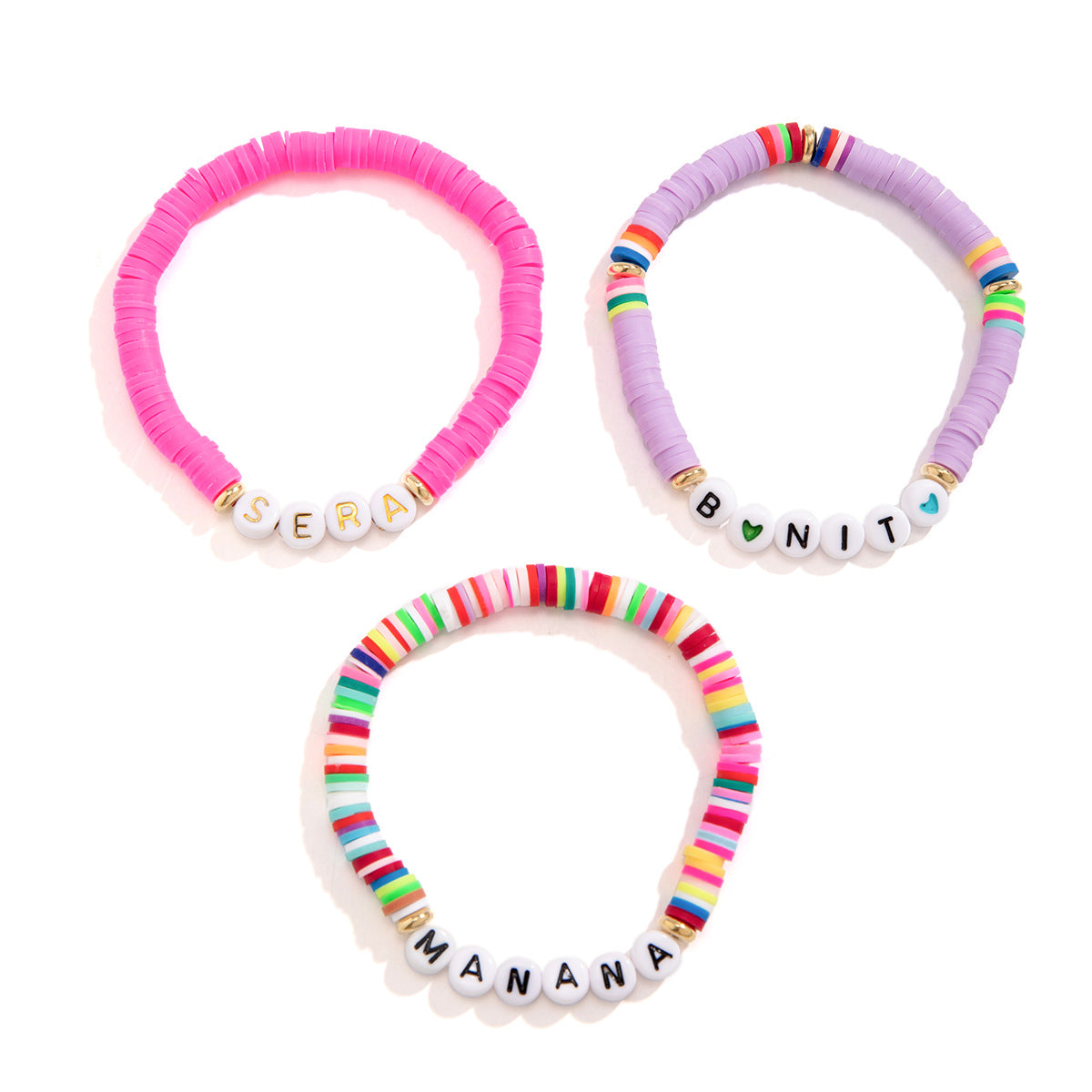 Set di braccialetti bohémien con alfabeto in resina a forma di stella, nappe e dettagli a catena, da donna