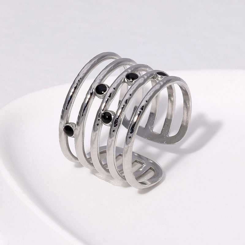 Minimalist Geometric Titanium Steel Open Ring for Women with Plated Finish and Clean Line Design