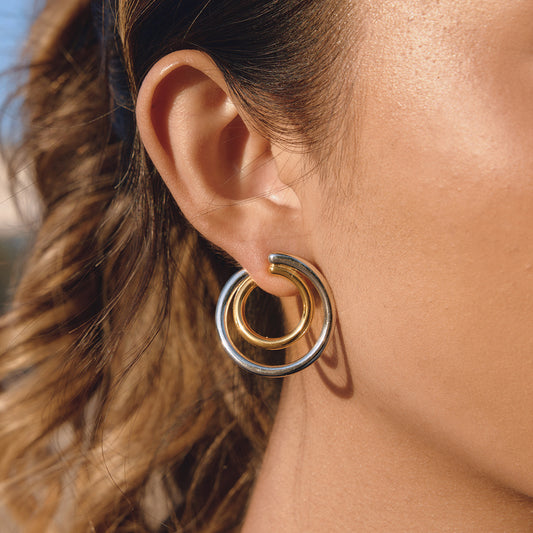Elegant Geometric Stainless Steel PVD Plated Asymmetrical Earrings for Women