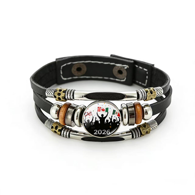 Bracciale in pelle placcato geometrico unisex