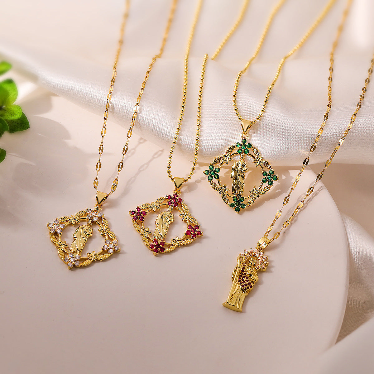 Minimalist Geometric Priest Pendant Necklace for Women with Copper Base and 18K Gold Plating, Zircon Inlay, Irregular Shape, Clavicle Chain