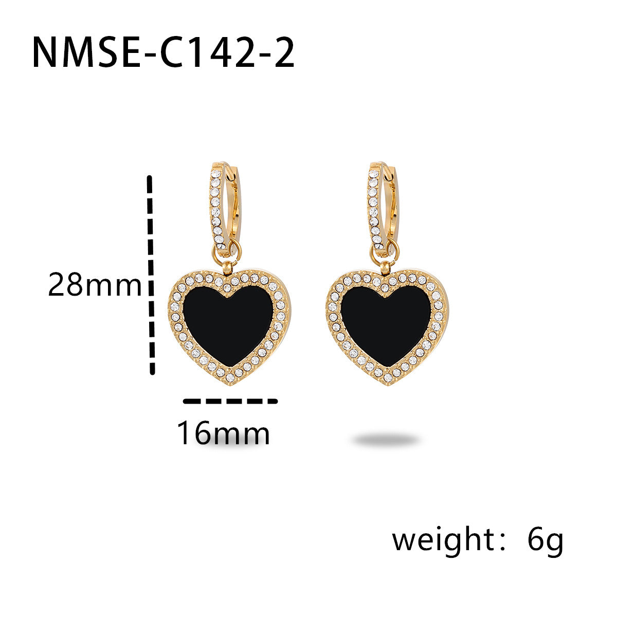 Orecchini da Donna Vintage a Cuore con Strass in Acciaio al Titanio, Gioielli di Moda Minimalisti con Finitura Placcata