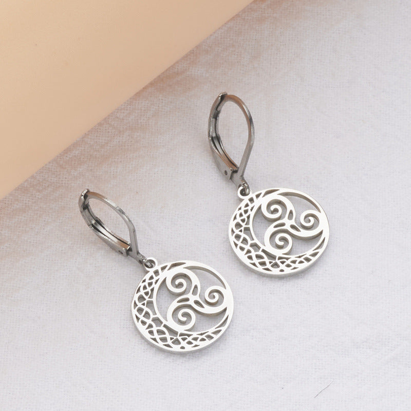 Sweet and Edgy Geometric Stainless Steel Hoop Earrings with Plated Finish Long Fashion Ear Jewelry for Women