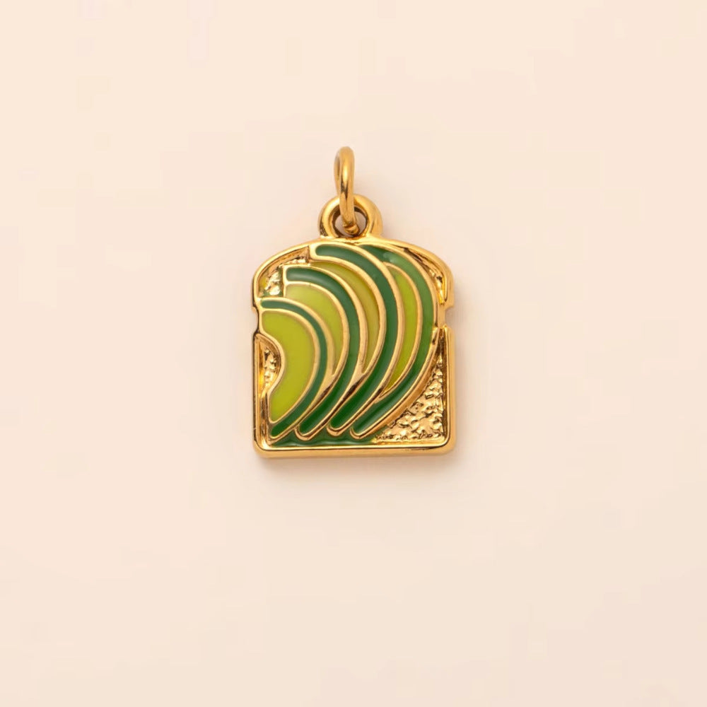 Vintage 18K Gold Plated Stainless Steel Geometric Floral Charm Bar