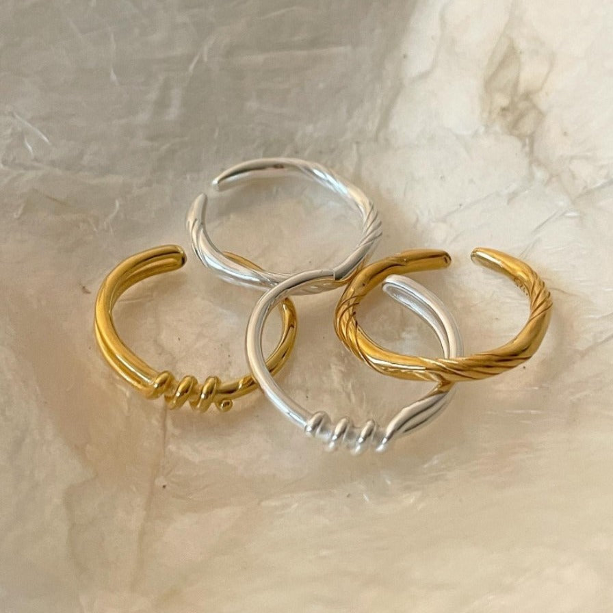Anello minimalista vintage da donna con nodo d'argento, motivo a corda intrecciata e forma a cuore in argento sterling 925