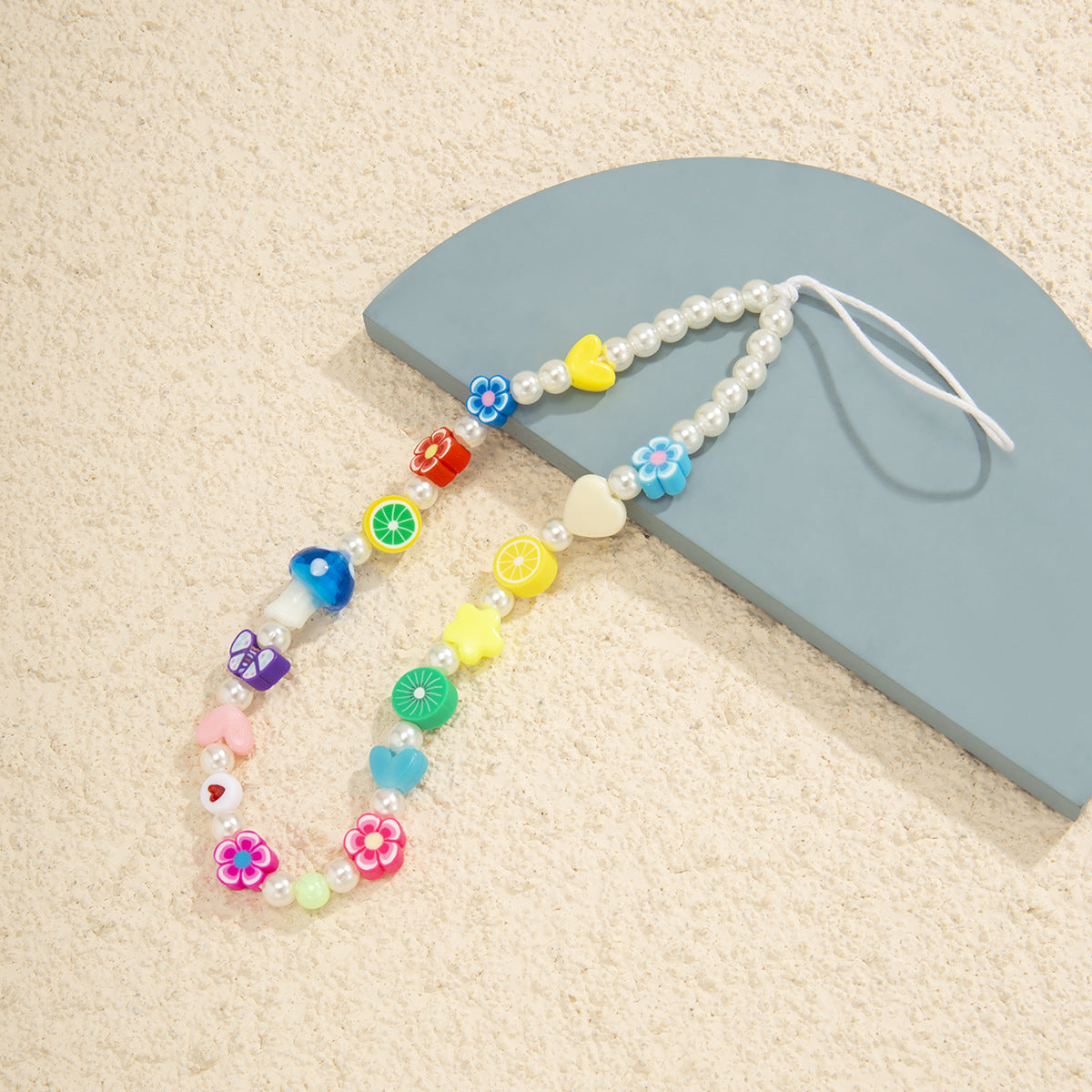Minimalist Floral Plant Resin Charm with Pearl Inlay Handmade Beaded Keychain Bag Accessory