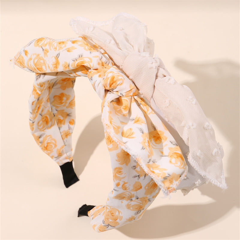 Diadema de lazo floral Sweet Autumn Winter para niñas con construcción de tela y forma geométrica