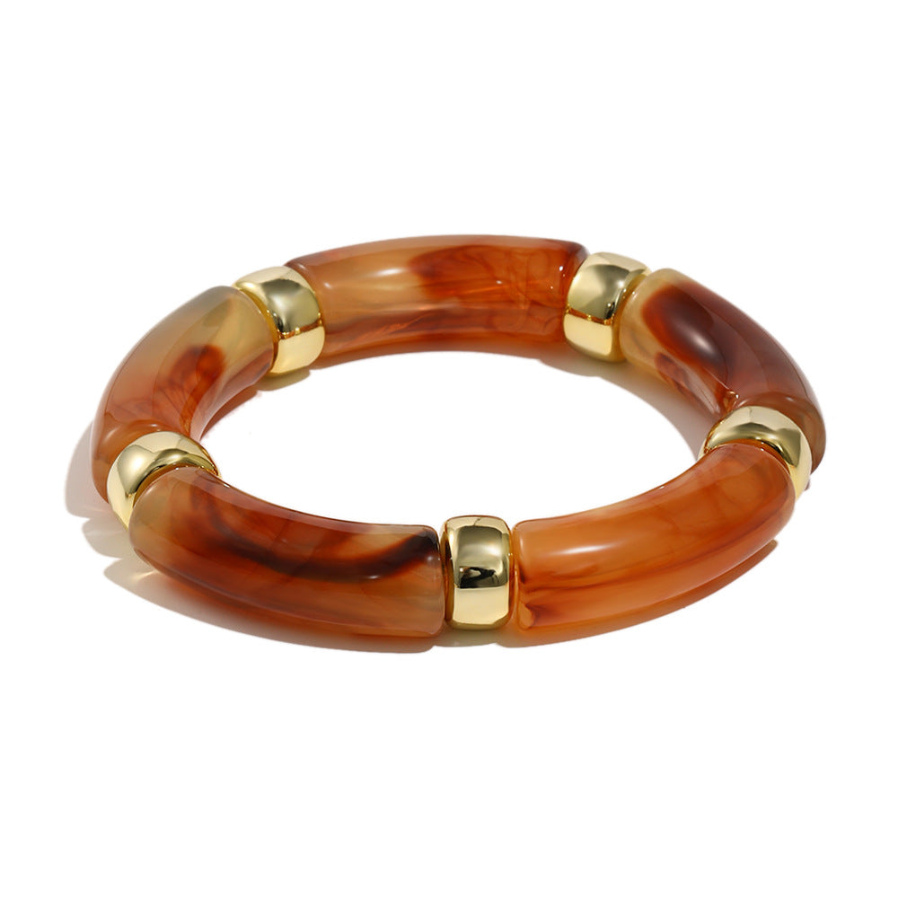 Minimalist Retro Acrylic Stretch Bracelet for Women with Geometric Shape and Clean Line Design