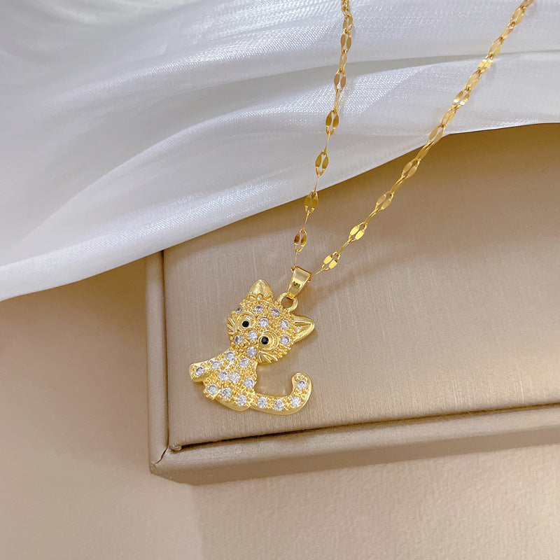 Collana con ciondolo geometrico di lusso con strass in acciaio al titanio per unisex