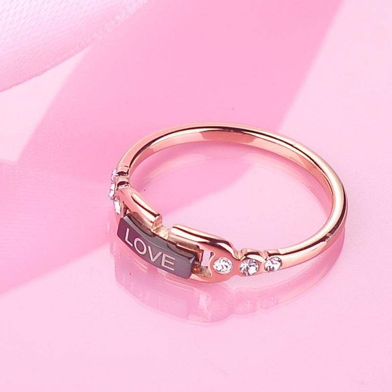 Geometric Titanium Steel Ring for Women with 18K Rose Gold Plating, Hypoallergenic Fashion Jewelry