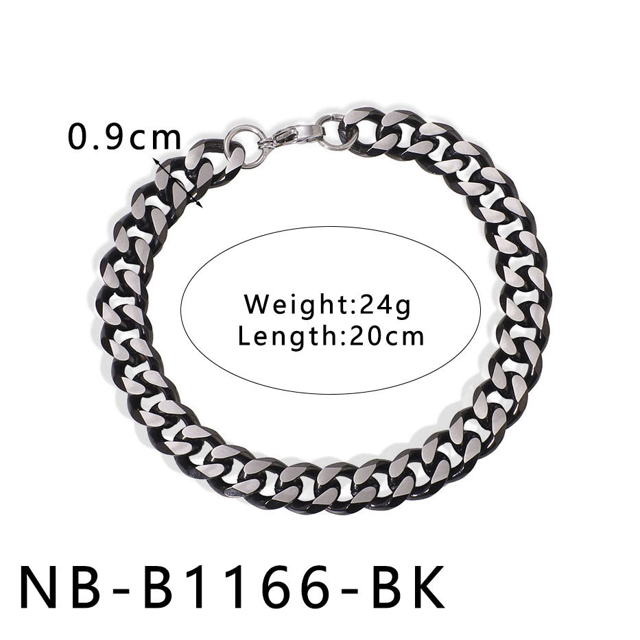 INS Style Geometric and Letter-Shaped Titanium Steel Stainless Steel Bracelet with 18K Gold Plating for Couples