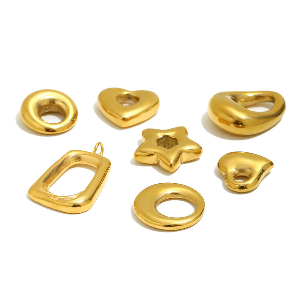 Charm de barra minimalista redondo geométrico hueco trenzado de acero inoxidable con chapado en oro PVD de 18 quilates