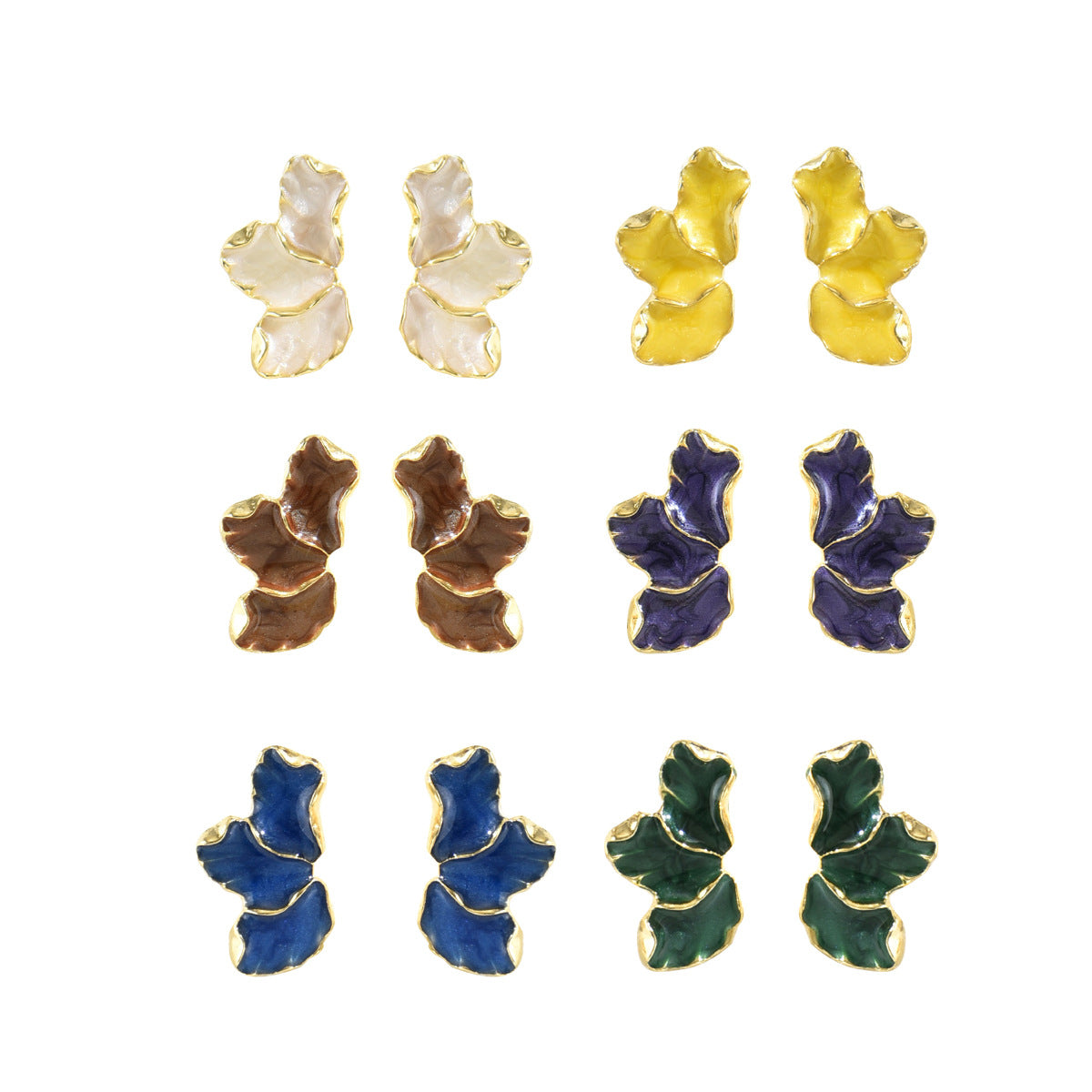 Pendientes de trébol minimalistas para mujer en aleación de zinc con acabado esmaltado