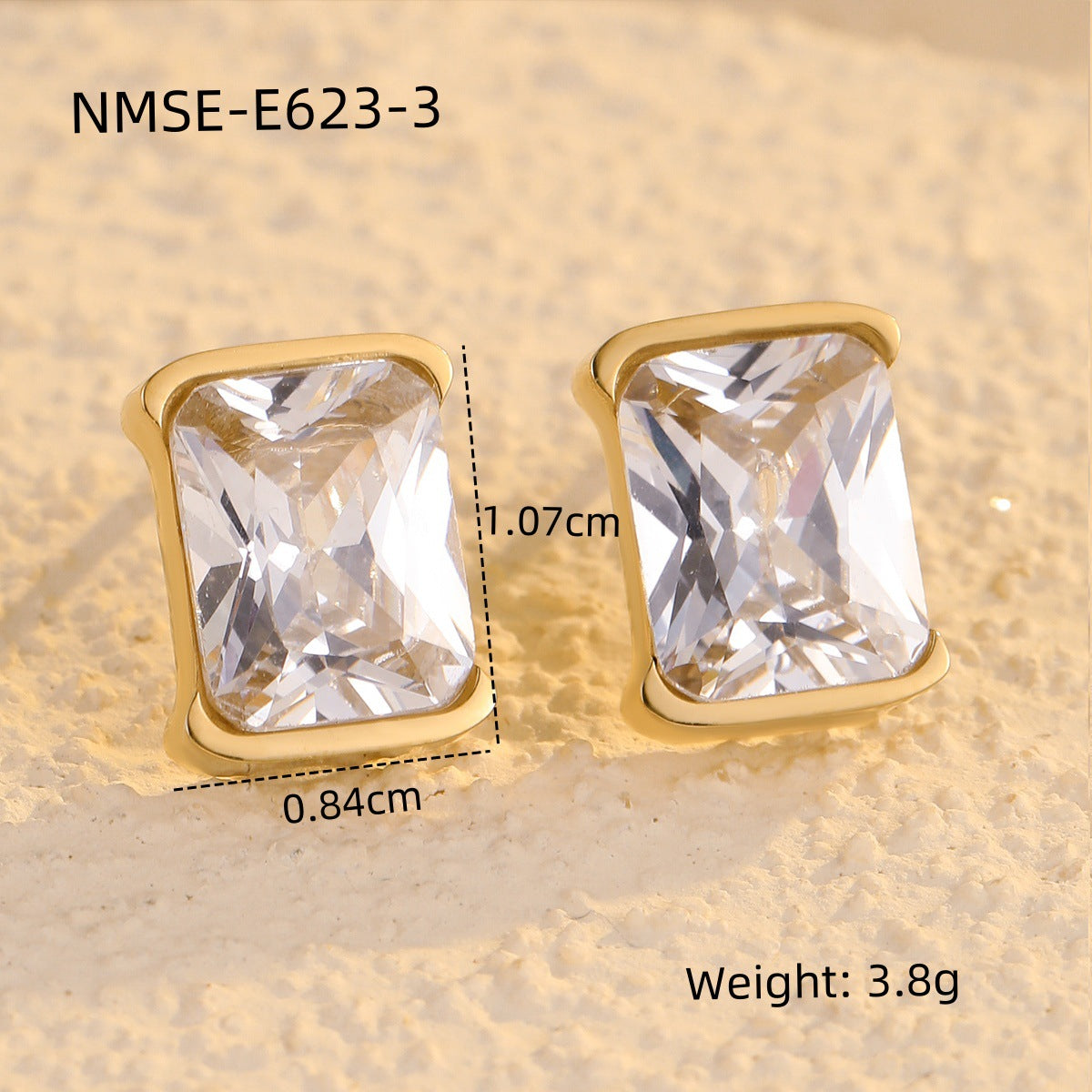 Pendientes de botón cuadrados minimalistas de circonita de acero inoxidable para mujer, hipoalergénicos, resistentes al deslustre, joyería de moda para oficina