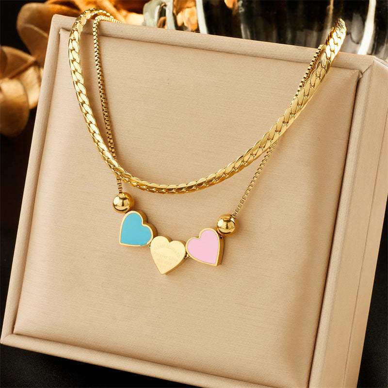 Sweet Minimalist Heart Titanium Steel Plated Necklace for Women