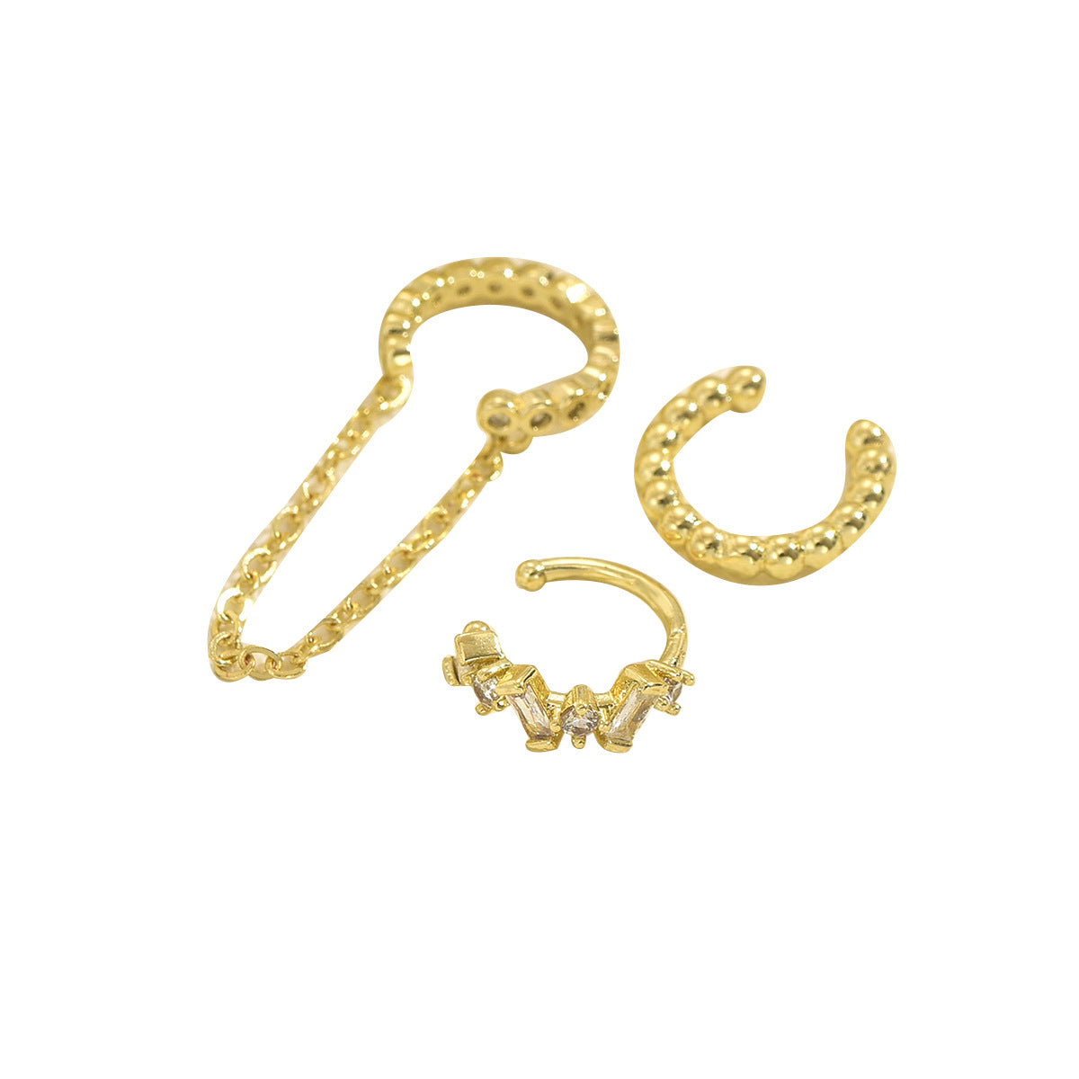 Orecchini da donna geometrici a U minimalisti in lega di zinco con intarsi in strass e perni in acciaio inossidabile