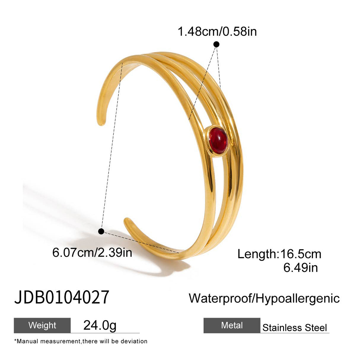 Bracciale minimalista in pietra naturale da donna, gioielli leggeri di lusso in acciaio inossidabile galvanizzato