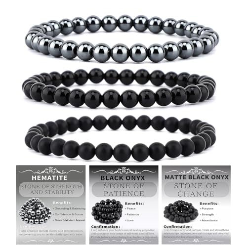 Ethnic Natural Stone Beaded Bracelet Set Round Tiger Eye Gemstone Handmade Unisex Jewelry