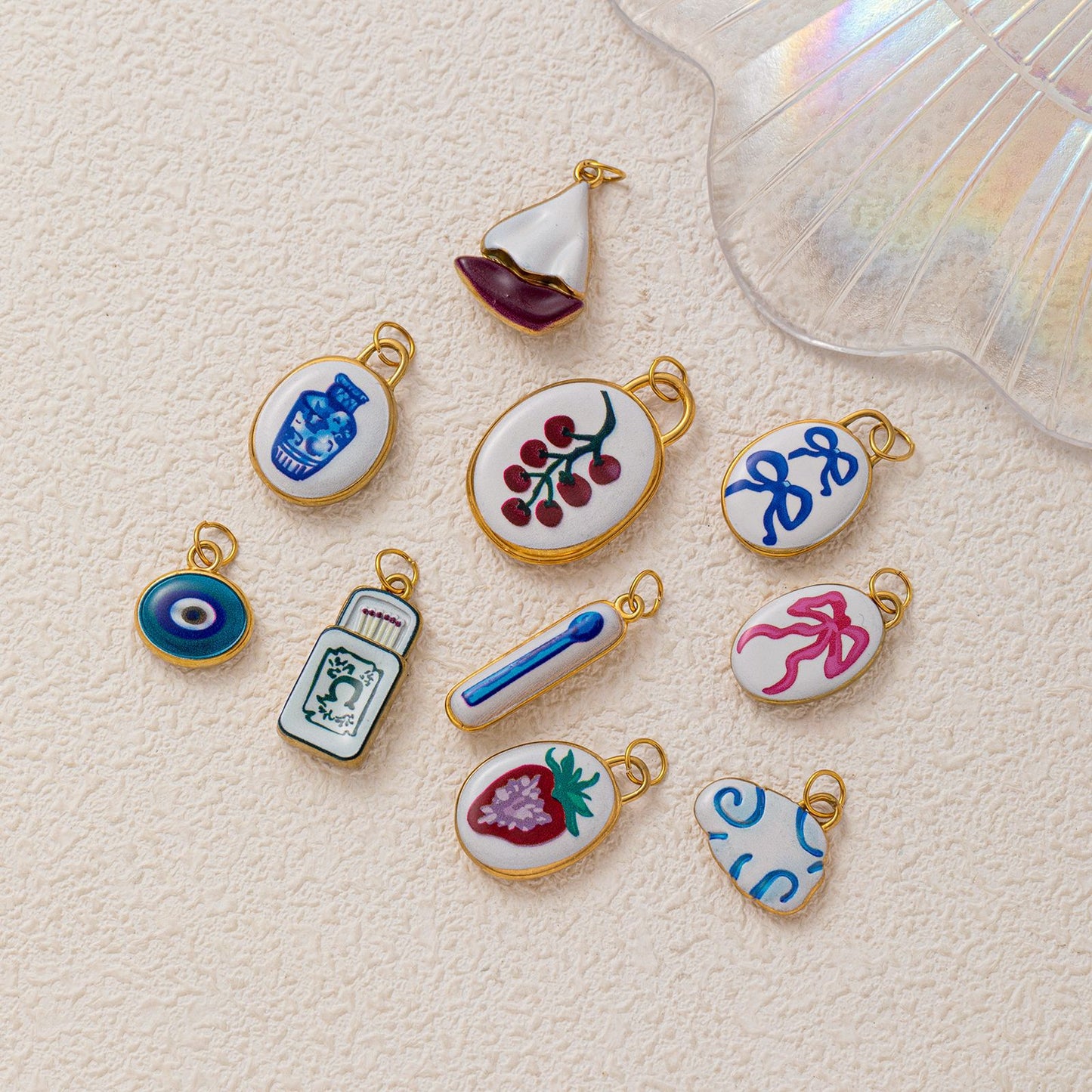 Elegant 18K Gold Plated Brass Enamel Drip Oil Geometric Pendant Stainless Steel Charm Bar Necklace for Unisex