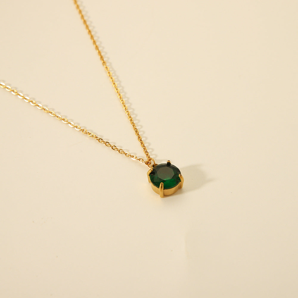 Collana Minimalista in Acciaio al Titanio Geometrica con Intarsio di Strass per Donna, Gioiello con Pendente Ipoallergenico e Resistente allo Sbiadimento