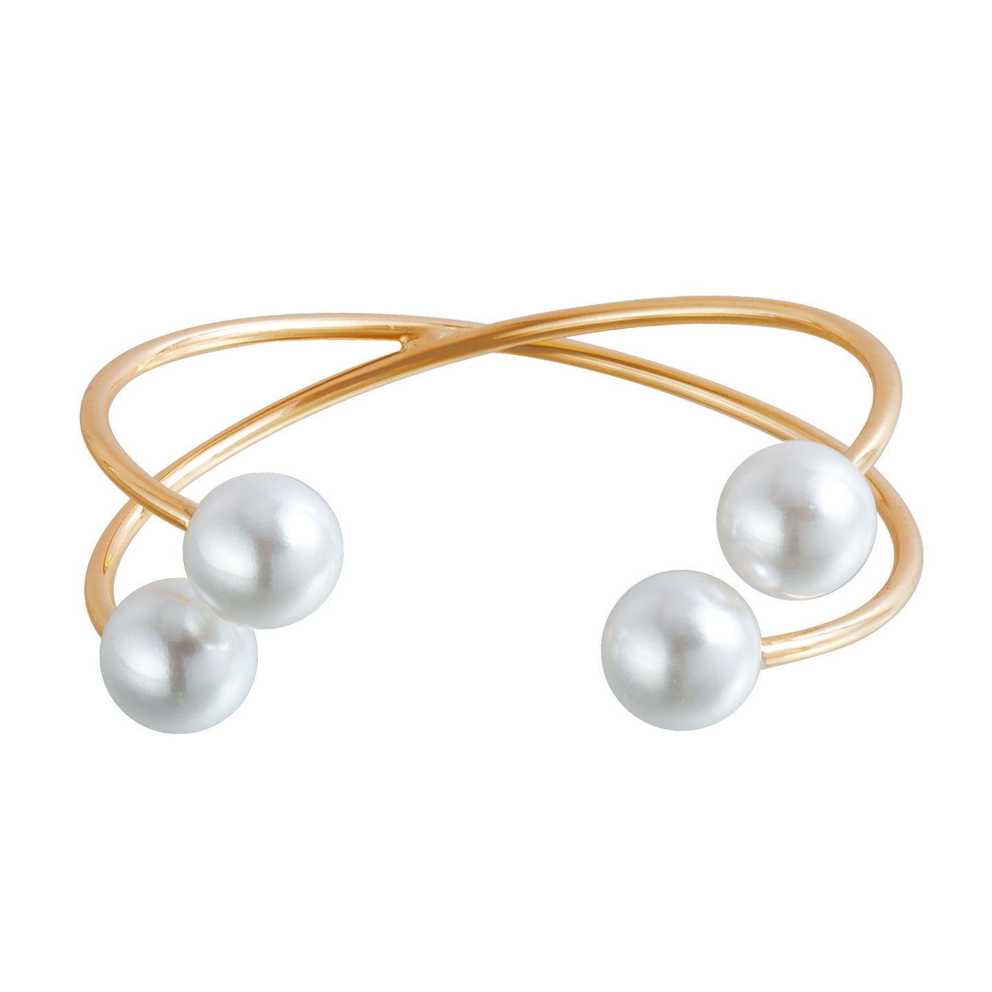 Punk Geometric Oversized Fake Pearl Vintage Ethnic Open Metal Bracelet for Women