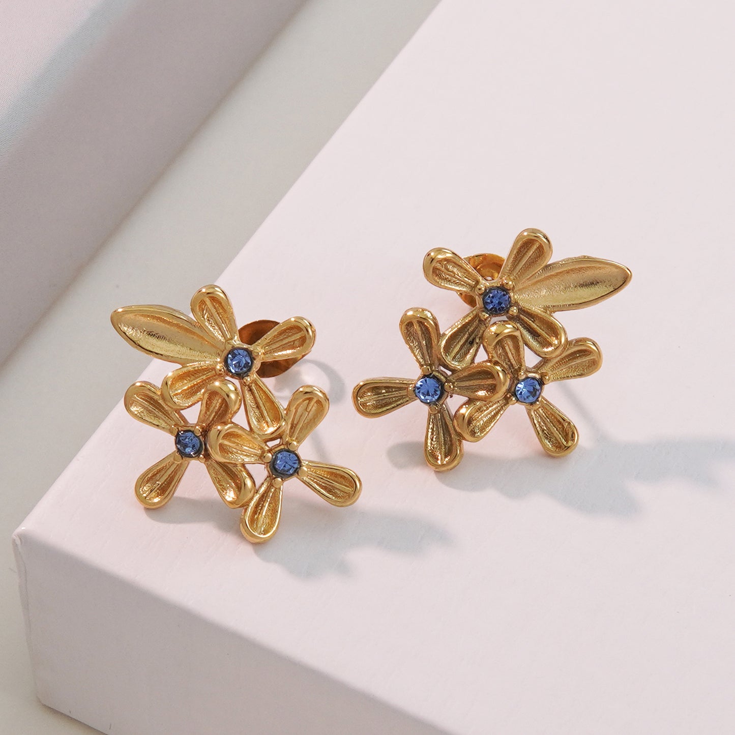 Elegant Sweet Floral Plated Stainless Steel Earrings for Women
