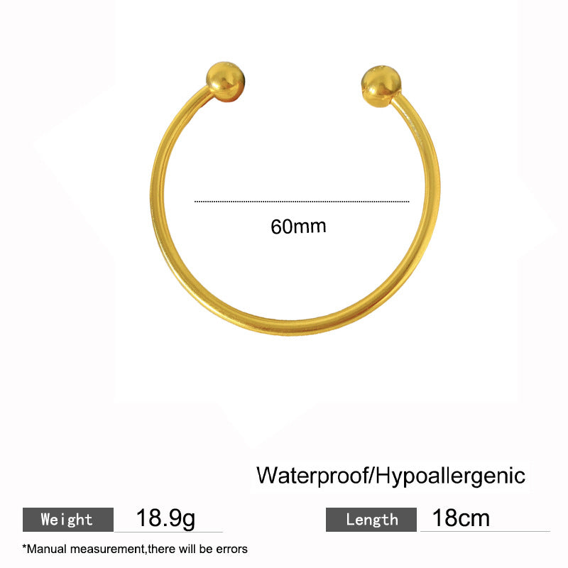 Minimalist Luxury Round Geometric Titanium Steel Plated Adjustable Bead Bracelet