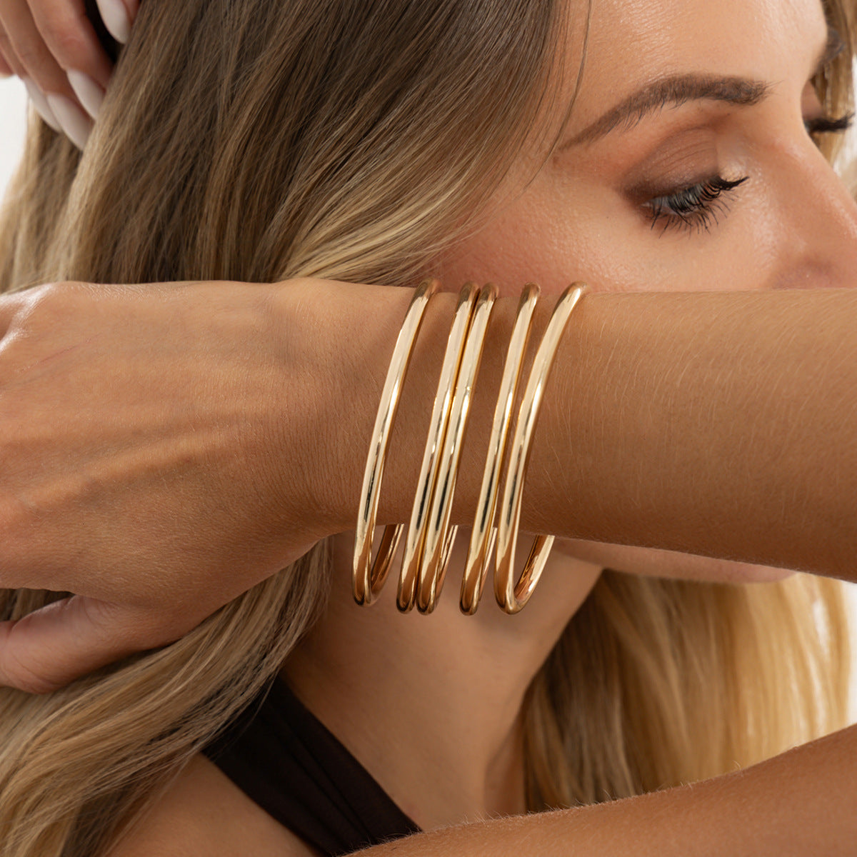 Minimalist Geometric Iron Plated Bangle Bracelet