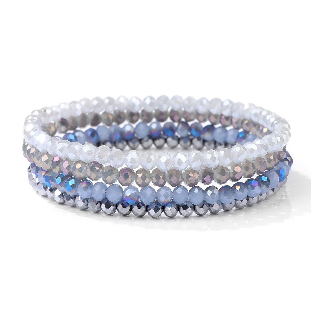 Sweet Geometric Crystal Bracelet with Cubic Zirconia Inlay Unisex Elastic String Bangle