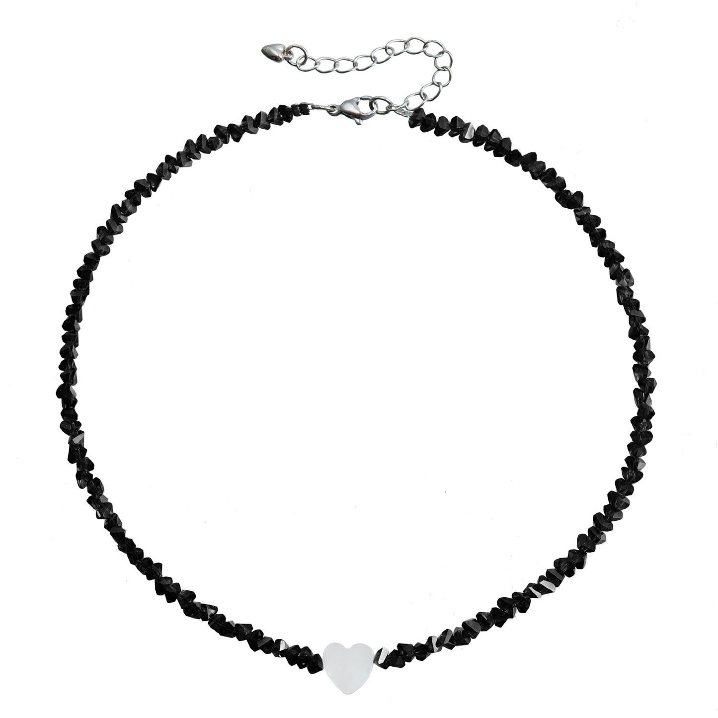 Collar Minimalista de Cuentas de Cristal con Forma de Corazón para Mujer con Colgante de Aleación Chapado en Oro y Delicada Cadena para Clavícula