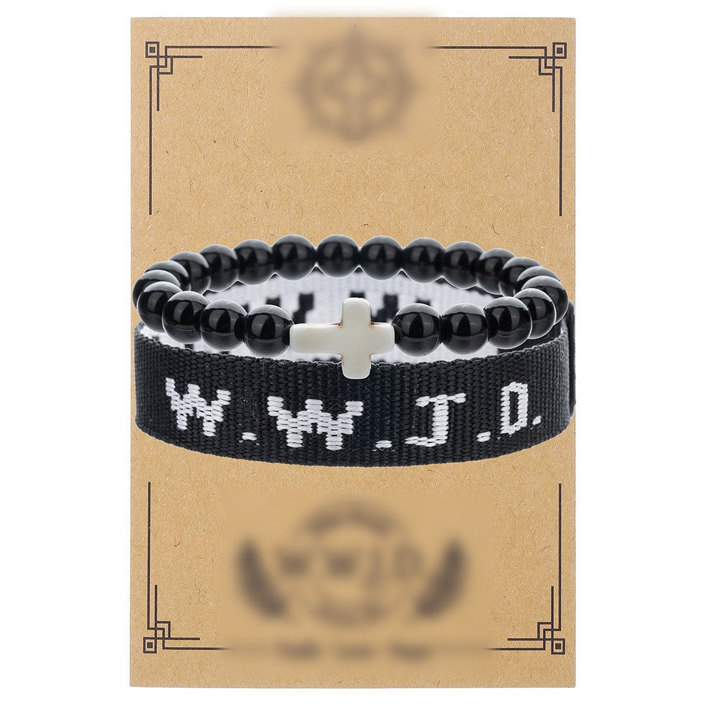 Unisex Geometric Cross Round Resin Bracelet