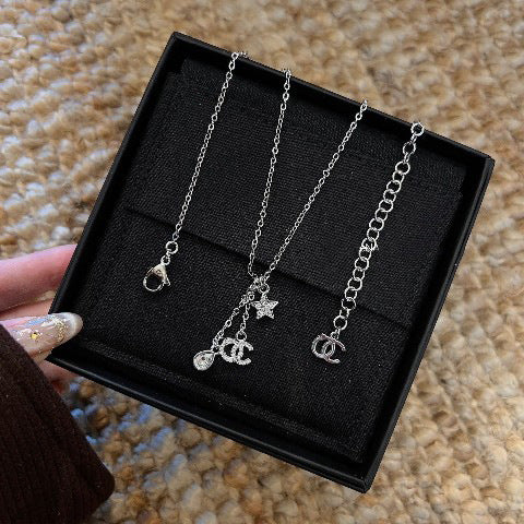 Sweet Gold Plated Brass Star Letter Teardrop Necklace for Women