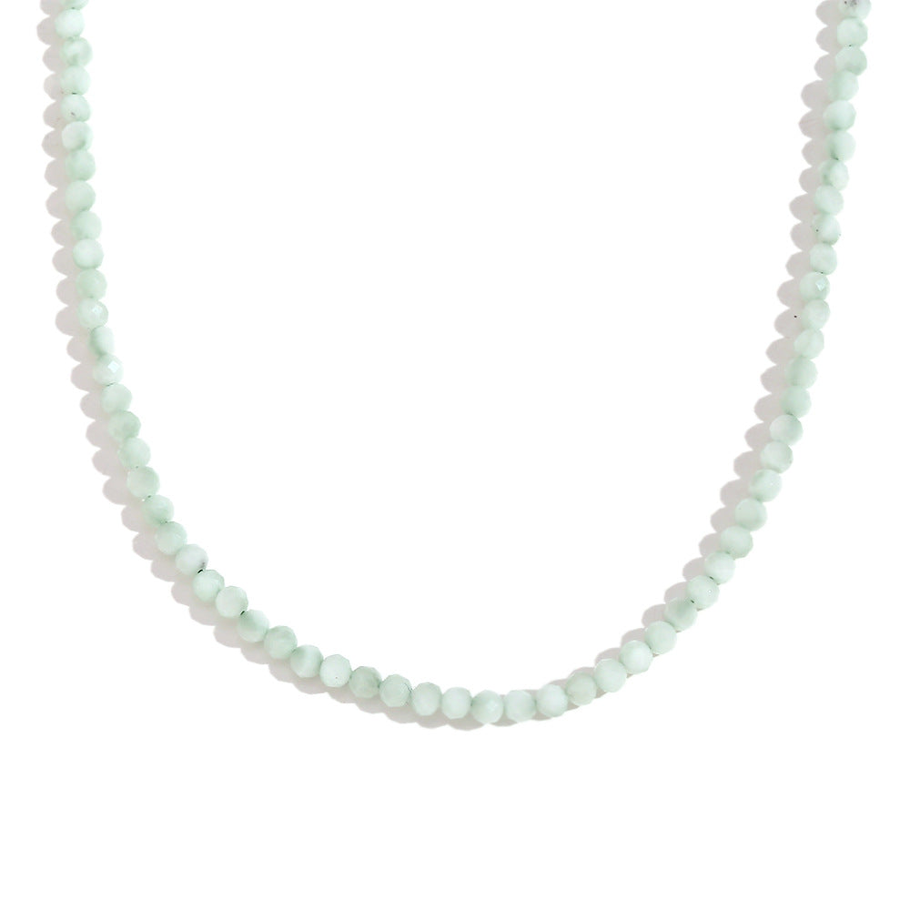 Collar de Cuentas de Acero Inoxidable Bañado en Oro de 18K con Diseño Geométrico de Moda y Piedras Naturales para Mujer