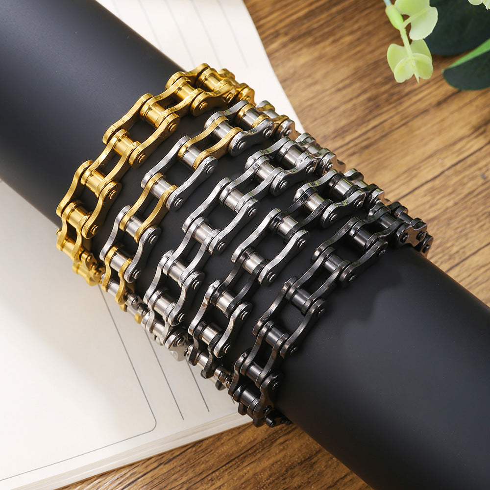 Punk Geometric Round Titanium Steel Stainless Steel Men's Rolling Bicycle Bracelet